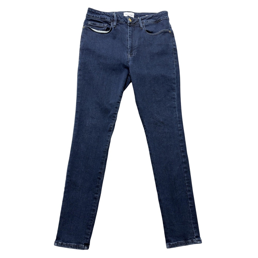 FRAME Le One Skinny Jeans Womens 30x28 Blue Dark Wash Mid Rise Stretch Tag 2